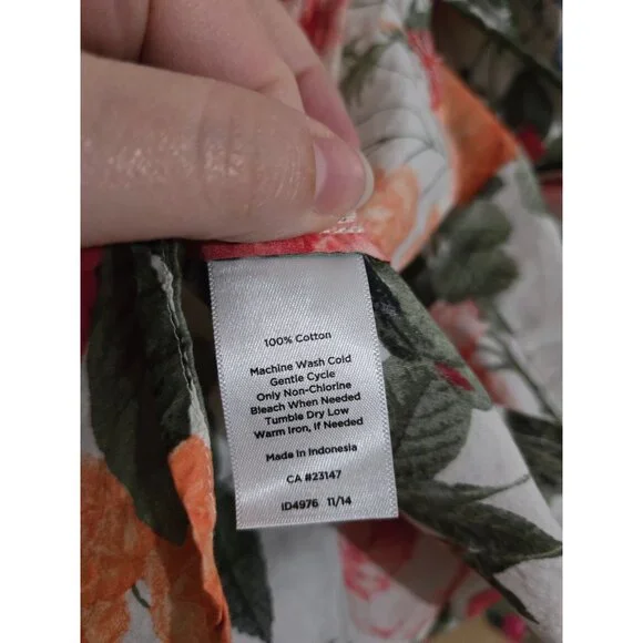 Talbots Womens Floral Button Roll Tab Long Sleeve Shirt Size 12P Petite‎ Boho - Picture 6 of 9